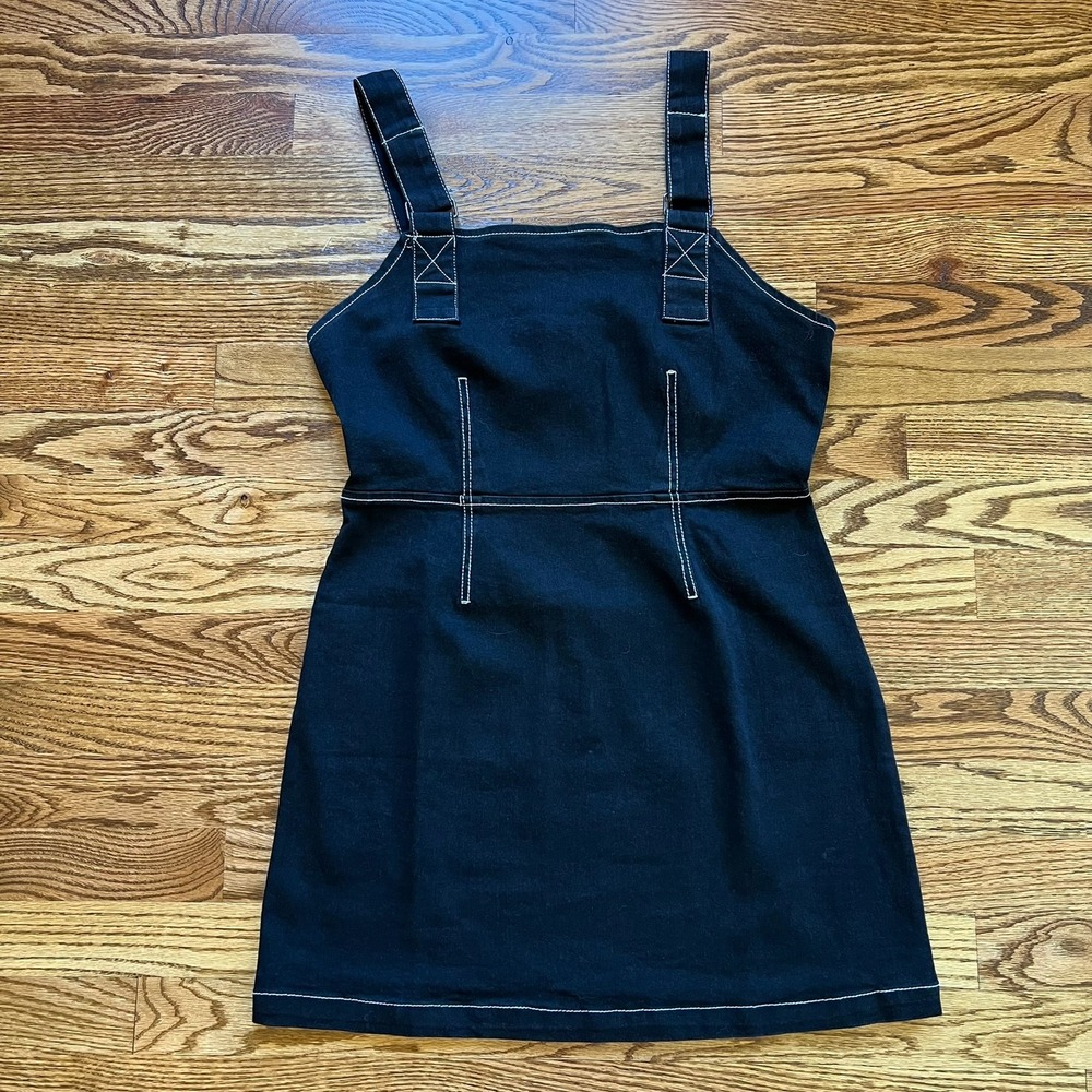 Love+Crazy Black Contrast Stitch Pinafore Mini Dress Women's Sz. Medium